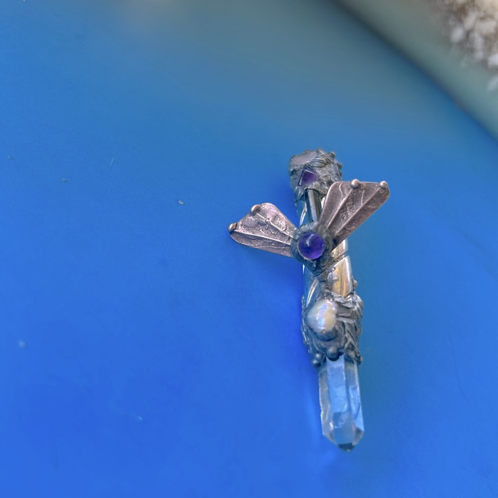 VINTAGE WAND Amethyst, Peridot crystal, Rose quartz, pearl, and clear quartz - Picture 8 of 13